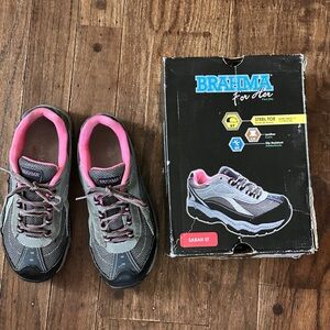 Brahma Gray and Pink Steel Toe Work Shoes Sz 9
